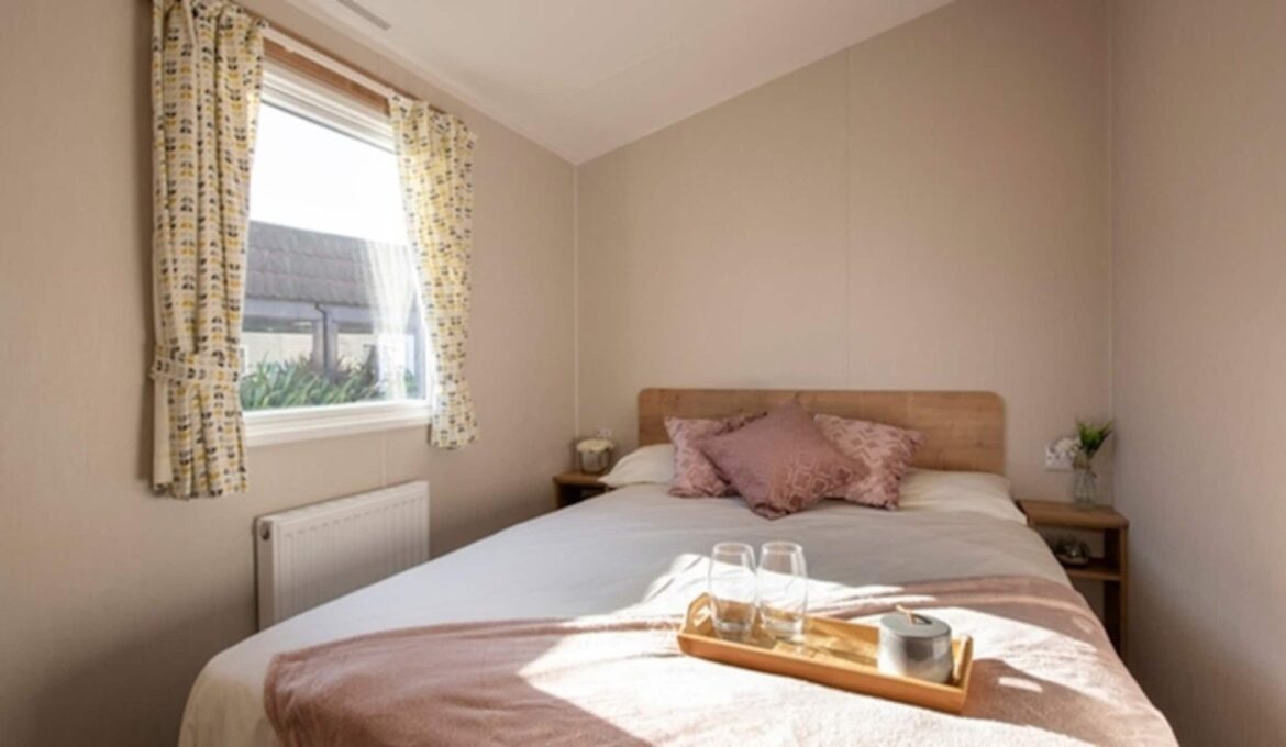 Master double bedroom at The Beach, made up ready for arrival